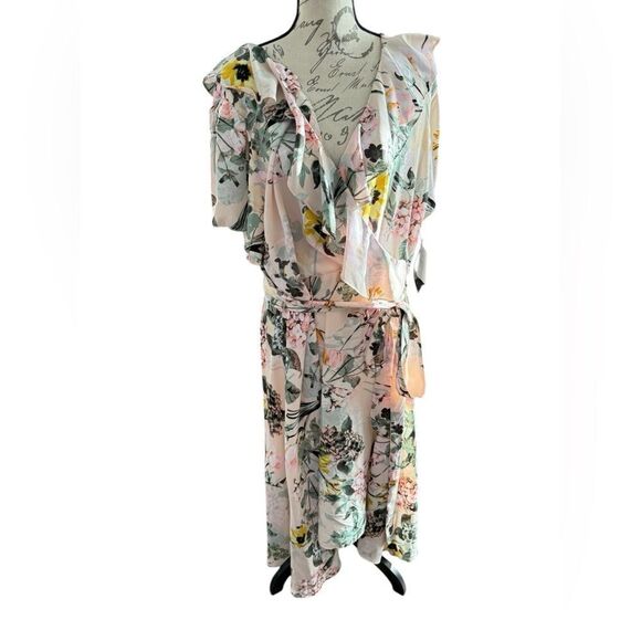 DN Design Floral Dress Pink Yellow Green Size 22W NWT - Picture 3 of 11